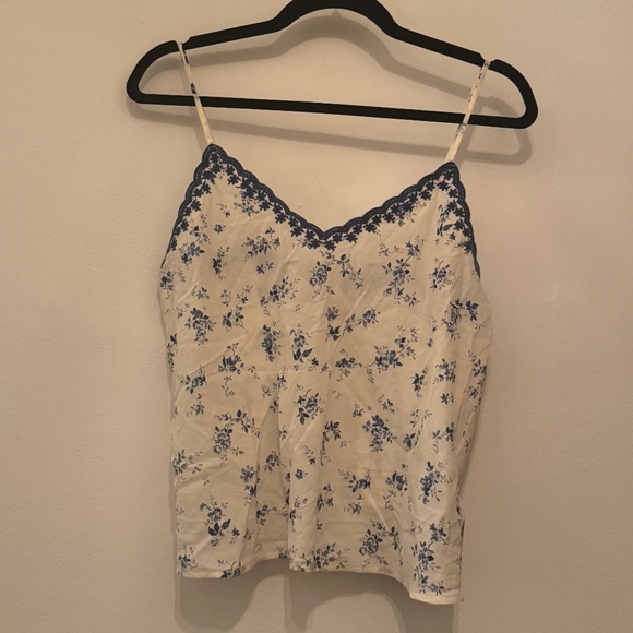 Reformation Shayna Top Blue Ivory Floral Camisole Casual - Picture 4 of 6